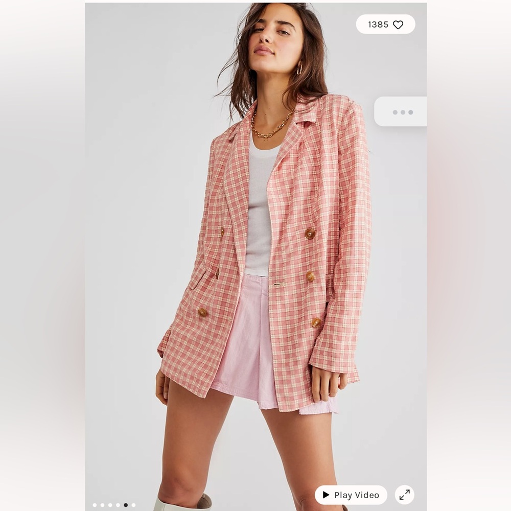 NWT Free People Pink Blazer Lightweight Suit Jacket